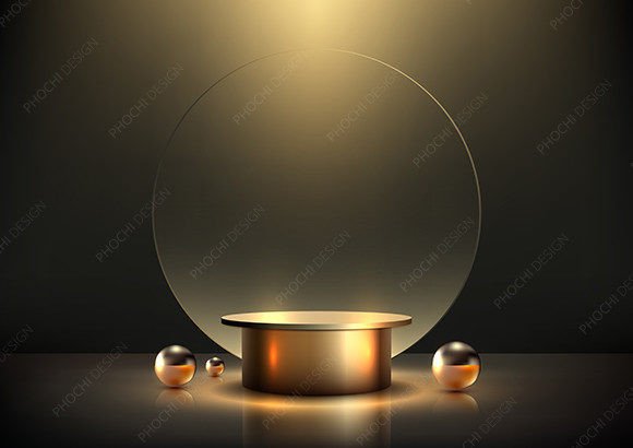 3D Luxury Gold Podium Glass Backdrop: Your Key to Premium Visuals