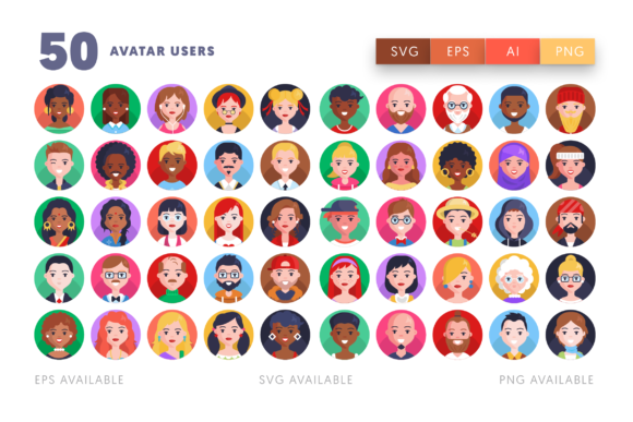 50 Avatar Users Icons: A Complete Set for Modern Design