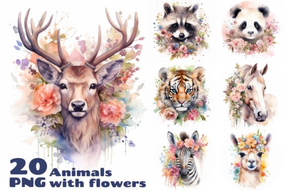 Animals Watercolor Bundle: Unlocking Creative Potential with Floral Illustrations