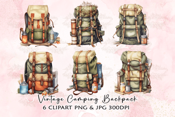 Capturing the Spirit of Adventure: Vintage Camping Backpack Watercolor