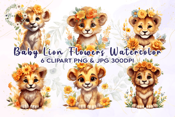 Charming Baby Lion Watercolor Clipart for Creative Projects