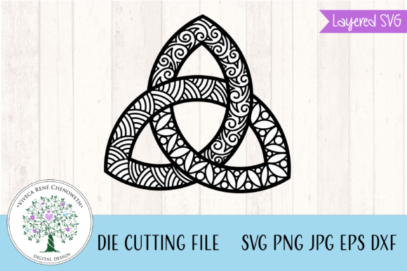 Zentangle Celtic Knot, Trinity Knot, Svg